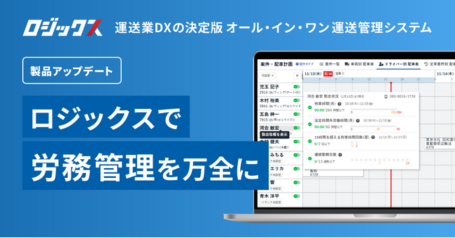 物流の「2024年問題対策」も「ロジックス」で万全に。運送業の7割が活用する「変形労働時間制」にも対応