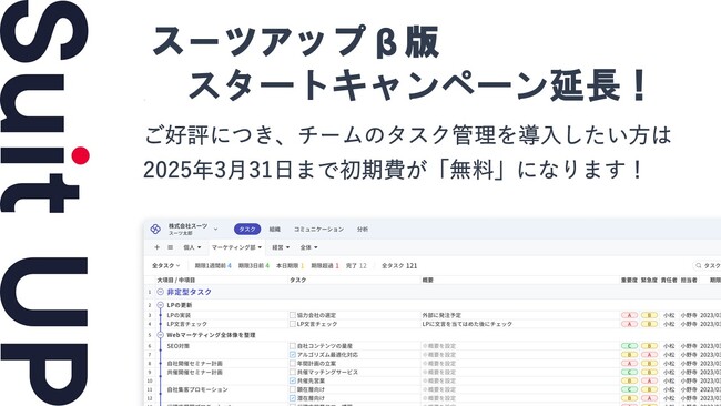 経営支援クラウド「Suit UP」（スーツアップ）β版スタートキャンペーン延長のお知らせ