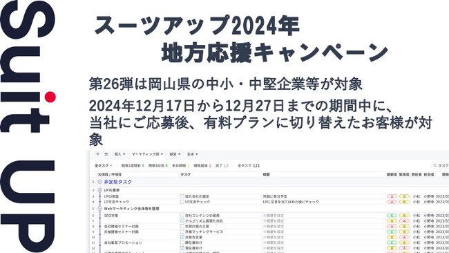 「スーツアップ2024年地方応援キャンペーン」第26弾（岡山県）のお知らせ