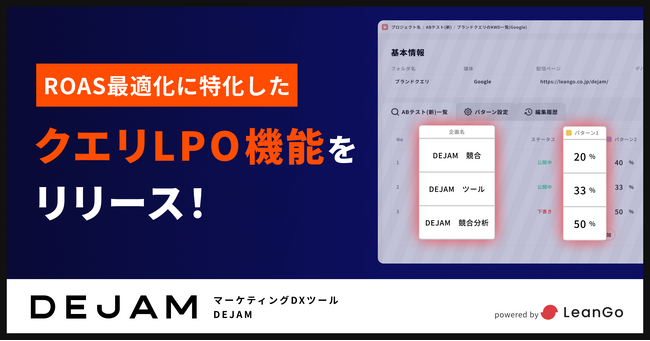 ROAS最適化に特化したクエリLPO機能をリリース | マーケティングDXツール DEJAM