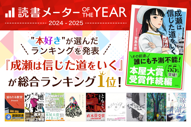 ＼”本好き”が選んだ「読書メーター OF THE YEAR」結果発表／『成瀬』シリーズが2年連続首位に！「夢のよう」と作者コメントも到着