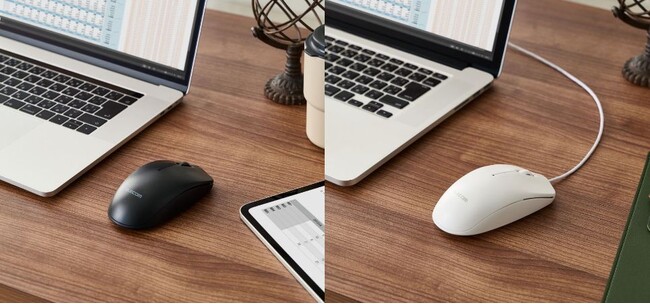 利き手を選ばないシンメトリーデザイン！Bluetooth(R)・無線2.4GHz・有線の接続方式から選べるシンプルな3ボタンマウスを新発売
