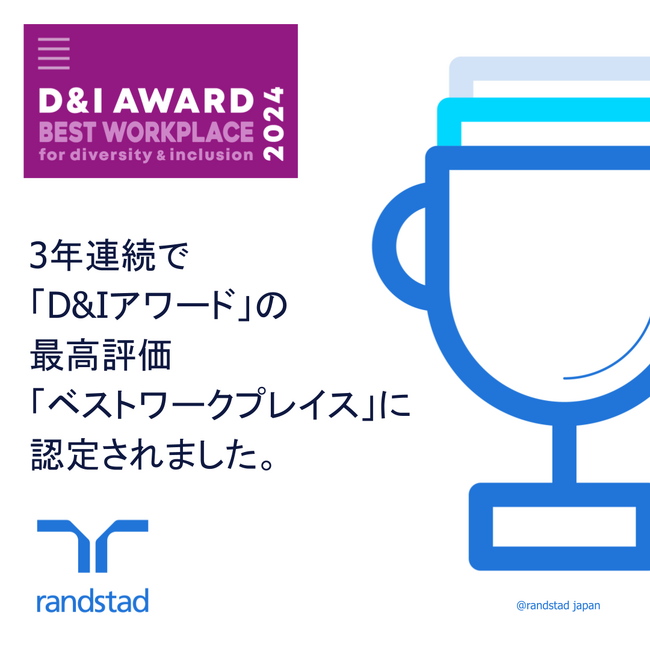 3年連続で「D＆Iアワード」最高評価のベストワークプレイスを受賞。誰もがありのままの自分でいられる職場を目指し多角的な取り組みを推進