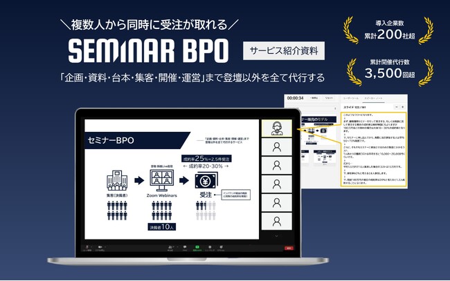 最新のウェビナー代行！登壇以外を全て任せて1回2-3件の受注が見込める「セミナーBPO」登場