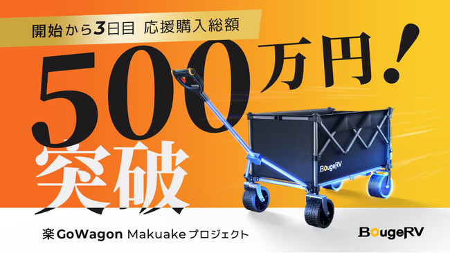 開始たったの3日間で500万円突破！伝説級の200kg耐荷重を誇る「BougeRV 楽GoWagon」が世界を揺るがす超絶大ヒット！