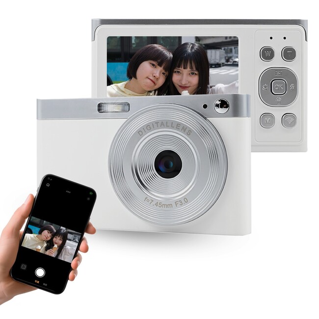 写した写真をスマートフォンに送れて手軽にSNSへアップできる！無料のスマートフォン専用アプリケーションを使いワイヤレスで繋げて使える”WiFiなのに平成”レトロデジタルカメラAN-DC003が新登場！