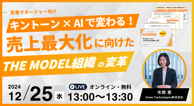 営業マネージャー向け【12/25開催｜参加無料】キントーン×AIで変わる！売上最大化に向けたTHE MODEL組織の変革