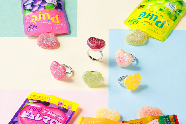 カンロの人気商品「ピュレグミ」を指につけられる!? 大好評の非日常系リング第三弾！　ガシャポン(R)「Ringcolle! ピュレグミ リングコレクション３ きゅっとはじけてver.」