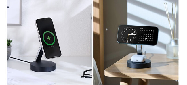 ピタッとくっつけて、スマートフォンの操作をしながら高速充電！マグネットで充電位置もぴったり、ケーブル一体型のQi2認証ワイヤレス充電スタンドを新発売