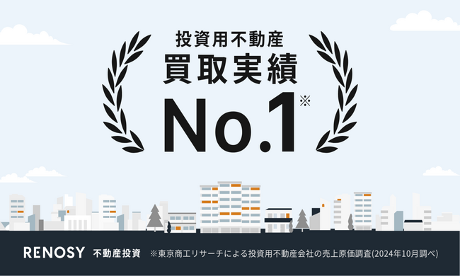RENOSY、投資用不動産の買取実績で全国No.1を獲得