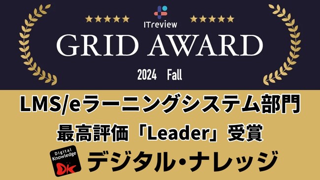 『KnowledgeDeliver』が「ITreview Grid Award 2024 Fall LMS/eラーニングシステム部門」で 最高評価の「Leader」を受賞