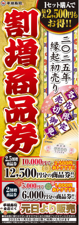 回転寿司のパイオニア「平禄寿司」1月１日（水）・元日より「割増商品券」を販売いたします