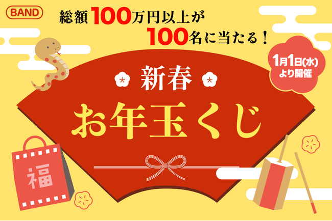 『総額100万円分！100名様に当たる！』BANDで新春運試しキャンペーンを1月1日(水)より開催