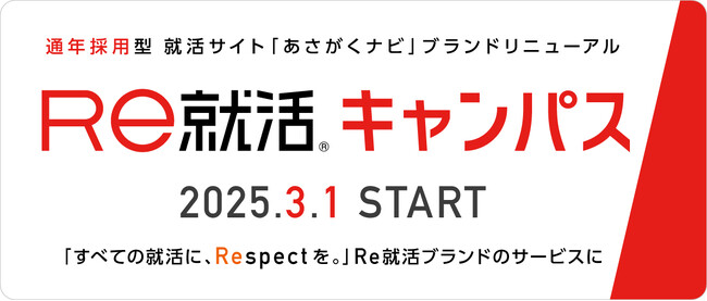 就活サイト「あさがくナビ」は、2025年3月1日に、「Ｒｅ就活キャンパス」へブランドリニューアルします。