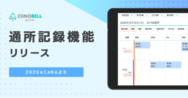 「コノベル」が療育施設向けに業界唯一となる重症心身障がい児の療育記録を管理する「通所記録機能」をリリース！