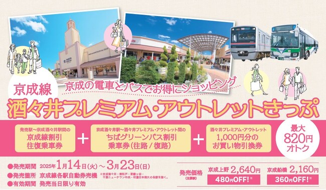 酒々井プレミアム・アウトレットへは京成線でお得に！「京成線 酒々井プレミアム・アウトレットきっぷ」を発売します！
