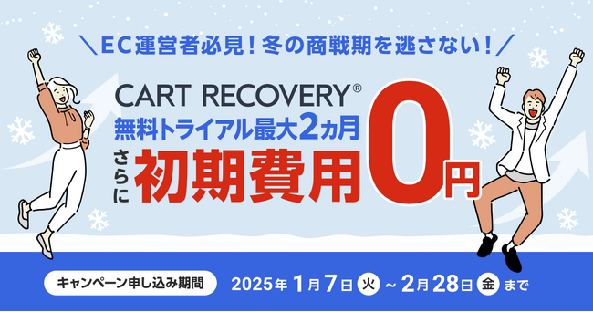 カゴ落ち対策ツール「CART RECOVERY(R)（カートリカバリー）」。初期費用無料キャンペーンを実施致します！冬の商戦期を逃さないために、早めのカゴ落ち対策を！