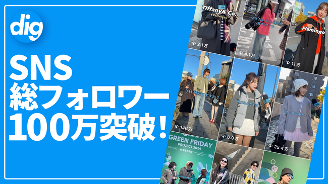 ファッションフリマアプリ「digdig(ディグディグ)」運営のSNSが総フォロワー100万突破