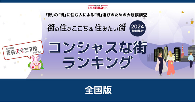 コンシャスな街ランキング２０２４＜全国版＞（街の住みここちランキング特別集計）発表