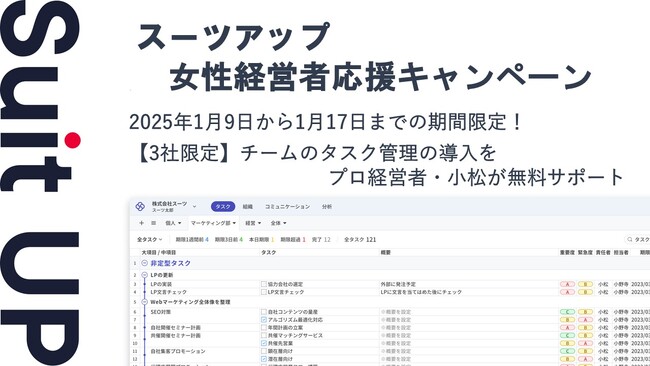 経営支援クラウド「Suit UP」（スーツアップ）、2025年女性経営者応援キャンペーン