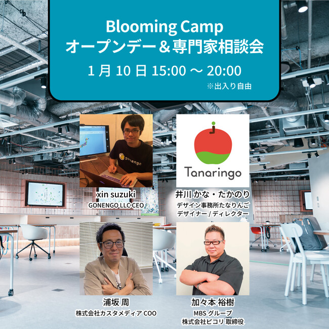 カスタメディア浦坂が大阪市のオープンイノベーション施設Blooming Camp で専門家として相談にのります！