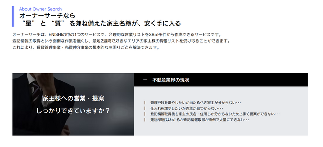不動産オーナーリスト作成サービス「オーナーサーチ」オーナーリスト取得依頼件数１０万件突破！