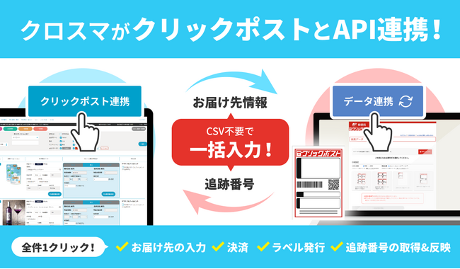 【クロスマ】がクリックポスト拡張機能とAPI連携！　CSVや手作業が一切不要に
