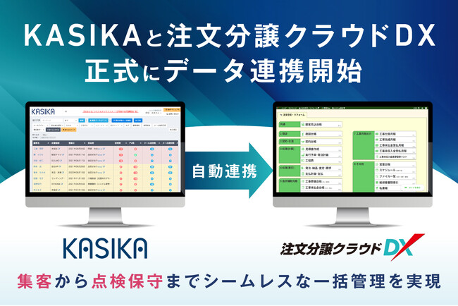 住宅・不動産業界向け自動追客・商談管理ツール『KASIKA』、住宅業界のDX化を推進する株式会社ダイテックの基幹システム「注文分譲クラウドDX」とのデータ連携を正式に開始