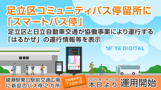 足立区コミュニティバス停留所に「スマートバス停」、本日より運用開始