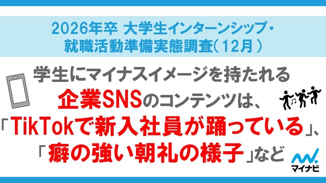 「マイナビ 2026年卒 大学生インターンシップ・就職活動準備実態調査（12月）」を発表