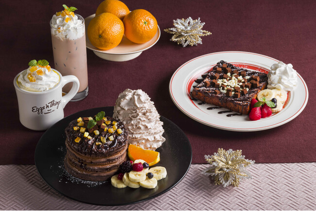【Eggs ’n Things】溢れだすチョコレートに溺れる贅沢リッチなパンケーキが登場！「フォンダンショコラ&オレンジピールパンケーキ」「フレンチショコラ」1月28日（火）～2月28日（金）