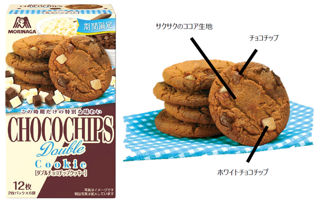 チョコチップ×ホワイトチョコチップ　2種類のなめらかなチョコチップを楽しめるチョコ尽くしの「ダブルチョコチップクッキー」～1月28日（火）より新発売～
