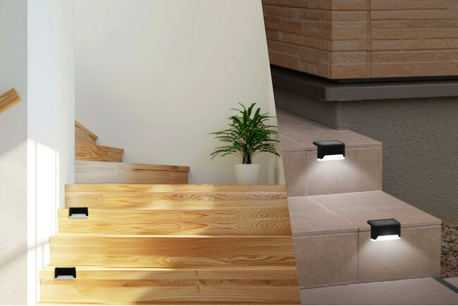 置くだけ簡単設置！充電不要で優しく照らす「階段専用ソーラーライト」が超便利。