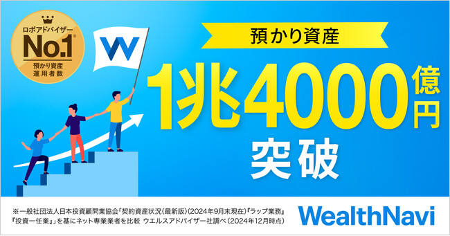 預かり資産・運用者数 国内No.1ロボアドバイザー（※）「WealthNavi（ウェルスナビ）」が預かり資産1兆4,000億円を突破