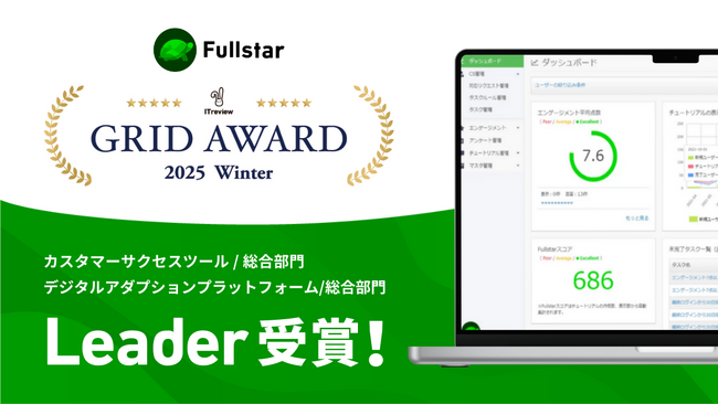 クラウドサーカスのCSM『Fullstar』が「ITreview Grid Award 2025 Winter」の「カスタマーサクセスツール部門（総合部門）」等2部門で最高位の「 Leader」受賞！