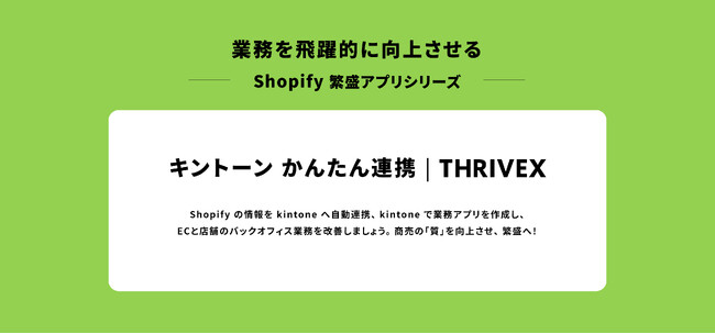 Shopifyとkintone（キントーン）を連携するShopifyアプリ「キントーン かんたん連携 ｜ THRIVEX」を発売