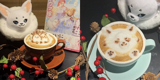 ぷるぷると揺れるメルヴたちに大注目!!『ポンコツ令嬢に転生したら、もふもふから王子のメシウマ嫁に任命されました』ラテアート制作風景動画を新たに公開！【メシウマ嫁完結キャンペーン開催中！】