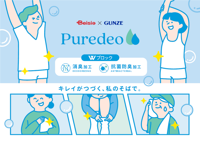 ベイシア×グンゼ 共同開発　抗菌防臭・消臭の機能を追求した新衣料品ブランド「Puredeo（ピュアデオ）」1月29日よりベイシア71店舗で新発売
