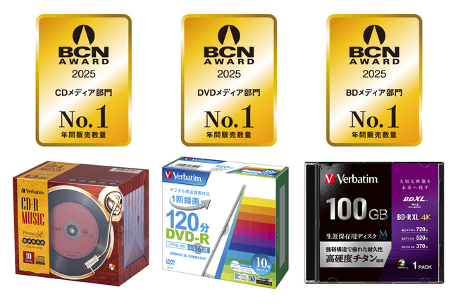 【Verbatim】バーベイタム 『BCN AWARD 2025』３部門で最優秀賞を受賞