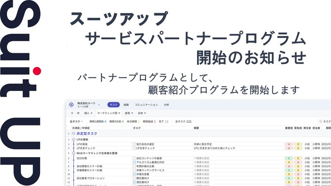 経営支援クラウド「Suit UP」（スーツアップ）、サービスパートナープログラムの開始のお知らせ