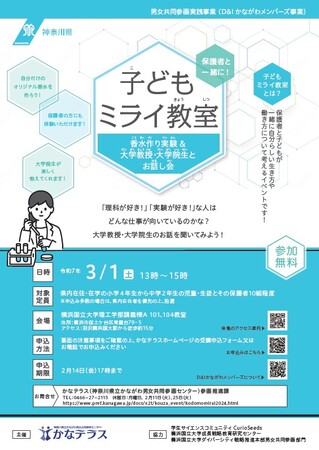 【２月14日17時まで参加者募集中！】「保護者と一緒に！子どもミライ教室～香水作り実験＆大学教授・大学院生とお話し会～」