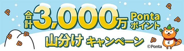 【Pontaパス】会員なら誰でもエントリーするだけで最大10,000ポイントがあたる「合計3,000万ポイント山分けキャンペーン」！