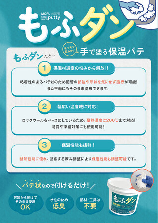 ”モフモフ柔らかい”手で塗る保温パテ「もふダン」発売開始【関西パテ化工株式会社】