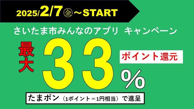 最大33％！さいたま市みんなのアプリ ポイント還元キャンペーンを実施します（2月7日スタート）