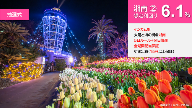 『らくたま17号（湘南２.）』2/10より募集スタート！「全期間配当保証」「翌日償還」「優先劣後システム」を採用した高機能ファンドにより、資金効率最大化と投資安定性の向上を目指します。