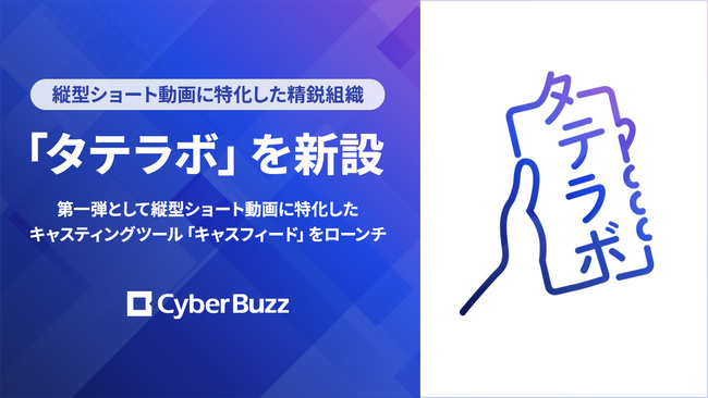 サイバー・バズが縦型ショート動画に特化した精鋭組織「タテラボ」を新設。 第一弾として縦型ショート動画に特化したキャスティングツール「キャスフィード」をローンチ。