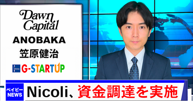 総フォロワー数70万人のSNSメディア「実況ベイビー」を運営する株式会社NicoliがDawn Capital、ANOBAKA、笠原健治、G-STARTUPより5000万円の資金調達を実施