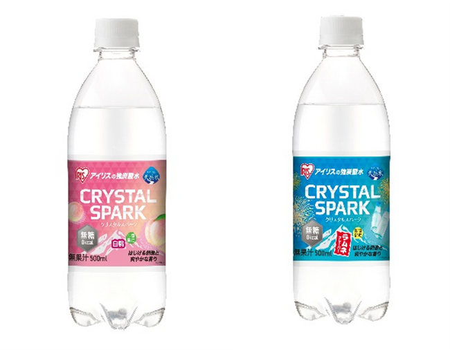 強炭酸と華やかな香りが好評の「CRYSTAL SPARK」シリーズから 春夏を感じる期間限定フレーバー「白桃」「ラムネ」を発売