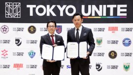 右:TOKYO UNITE 発起人 北島康介様、左:ジークスタースポーツエンターテインメント株式会社 黒田真一 右:TOKYO UNITE 発起人 北島康介様、左:ジークスタースポーツエンターテインメント株式会社 黒田真一