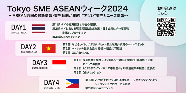 Tokyo SME ASEAN ウィーク 2024セミナー｜ASEAN各国の”アツい”業界とニーズ情報